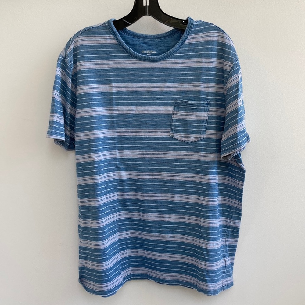 Goodfellow & co blue and grey striped shirt sleeve tshirt - size XL